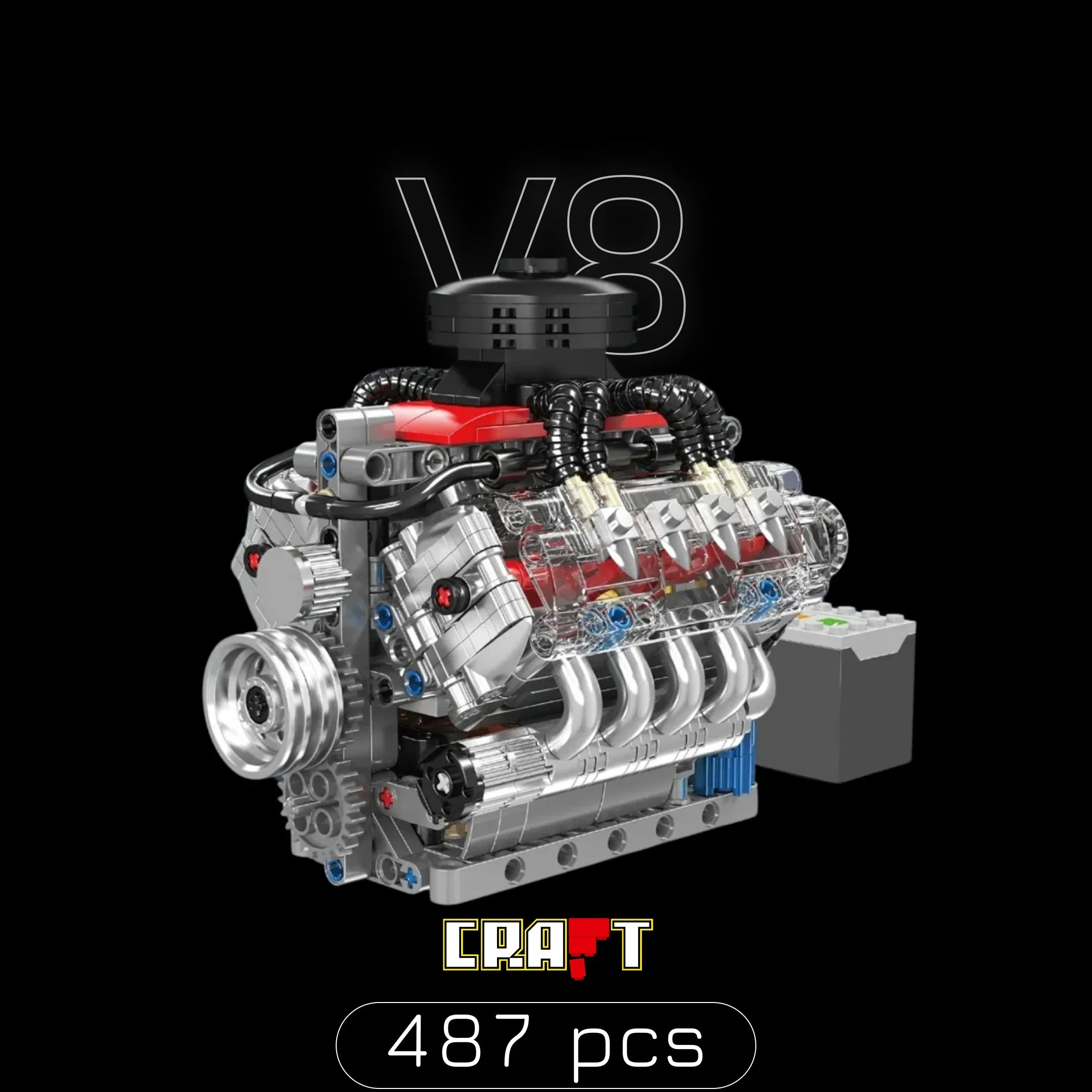 Motor V8 (487 peças)